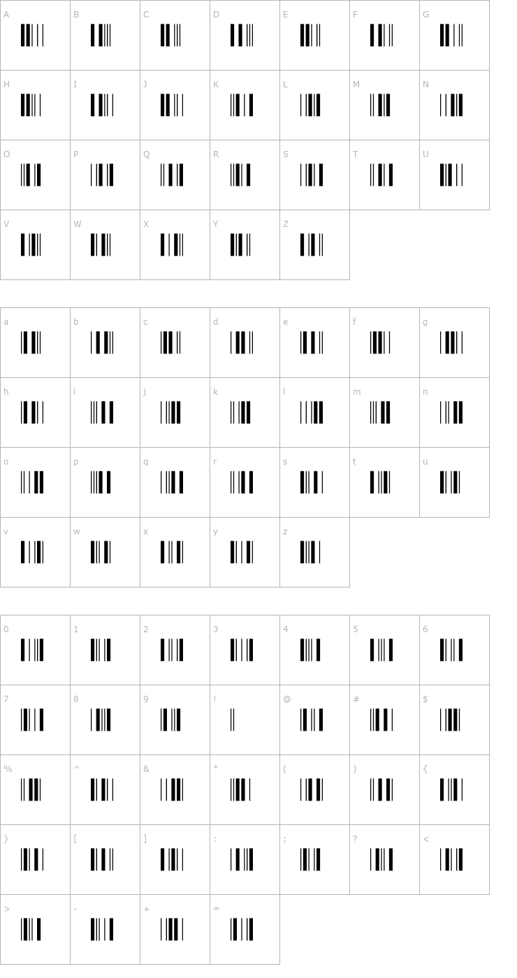 Character Map IntP12DmTt Font