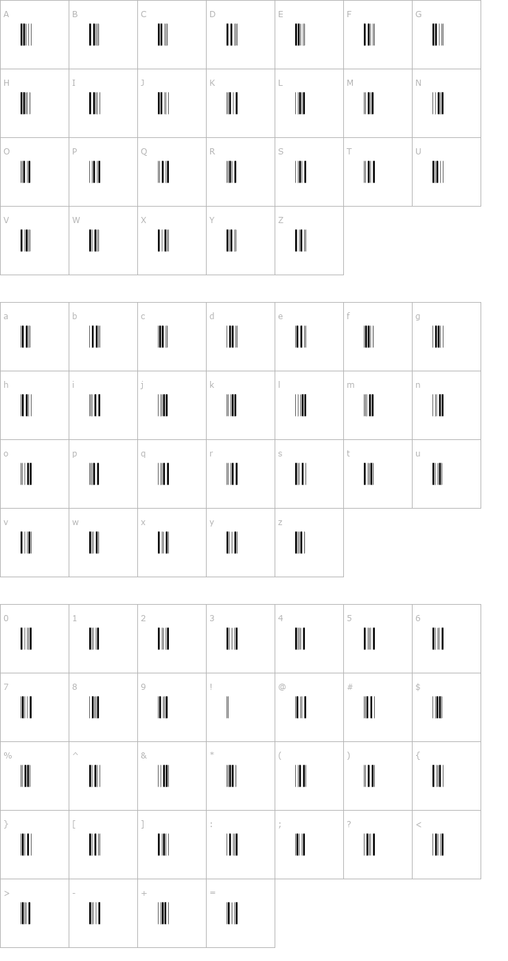 Character Map IntP24DmTt Font