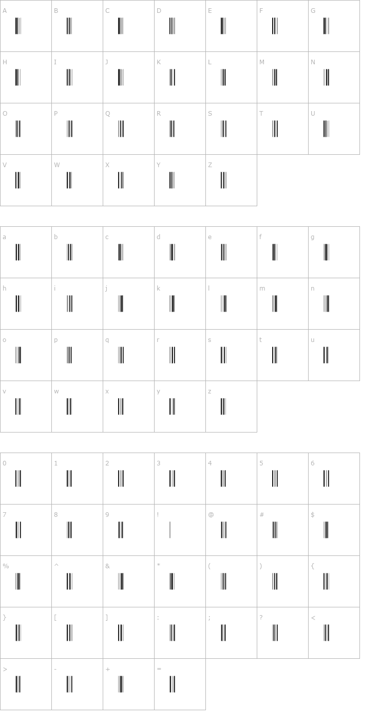 Character Map IntP36DmTt Font