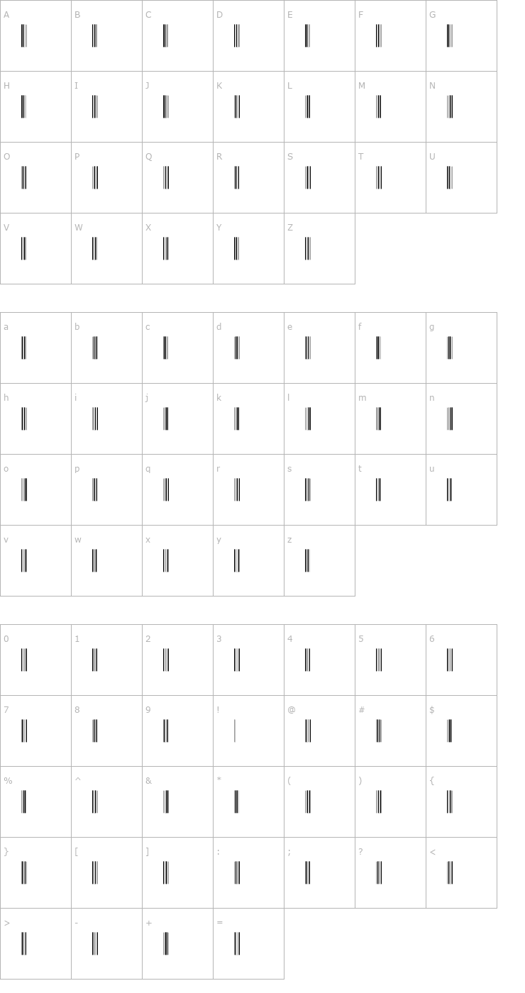 Character Map IntP48DmTt Font