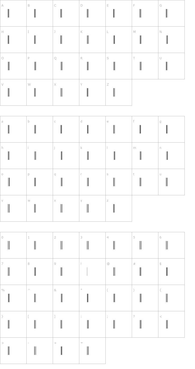 Character Map IntP60DmTt Font