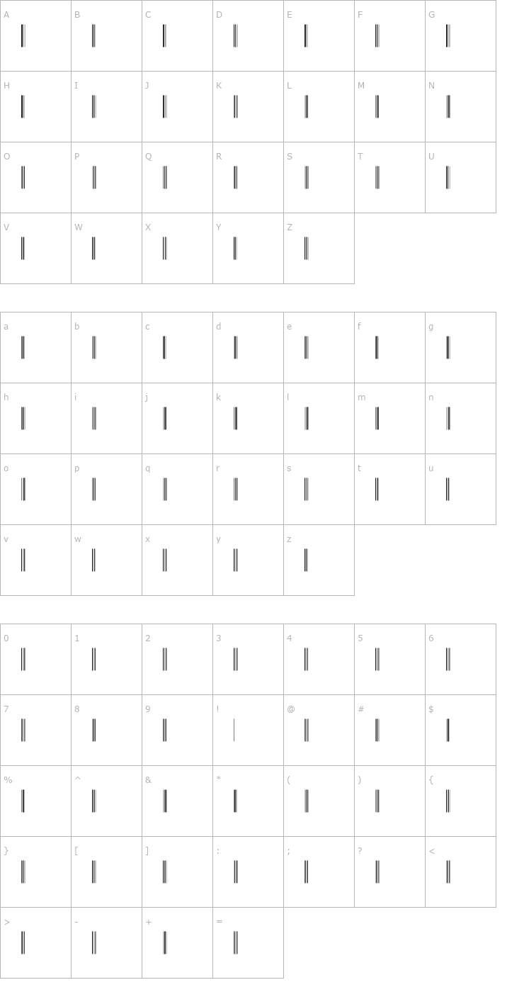 Character Map IntP72DmTt Font