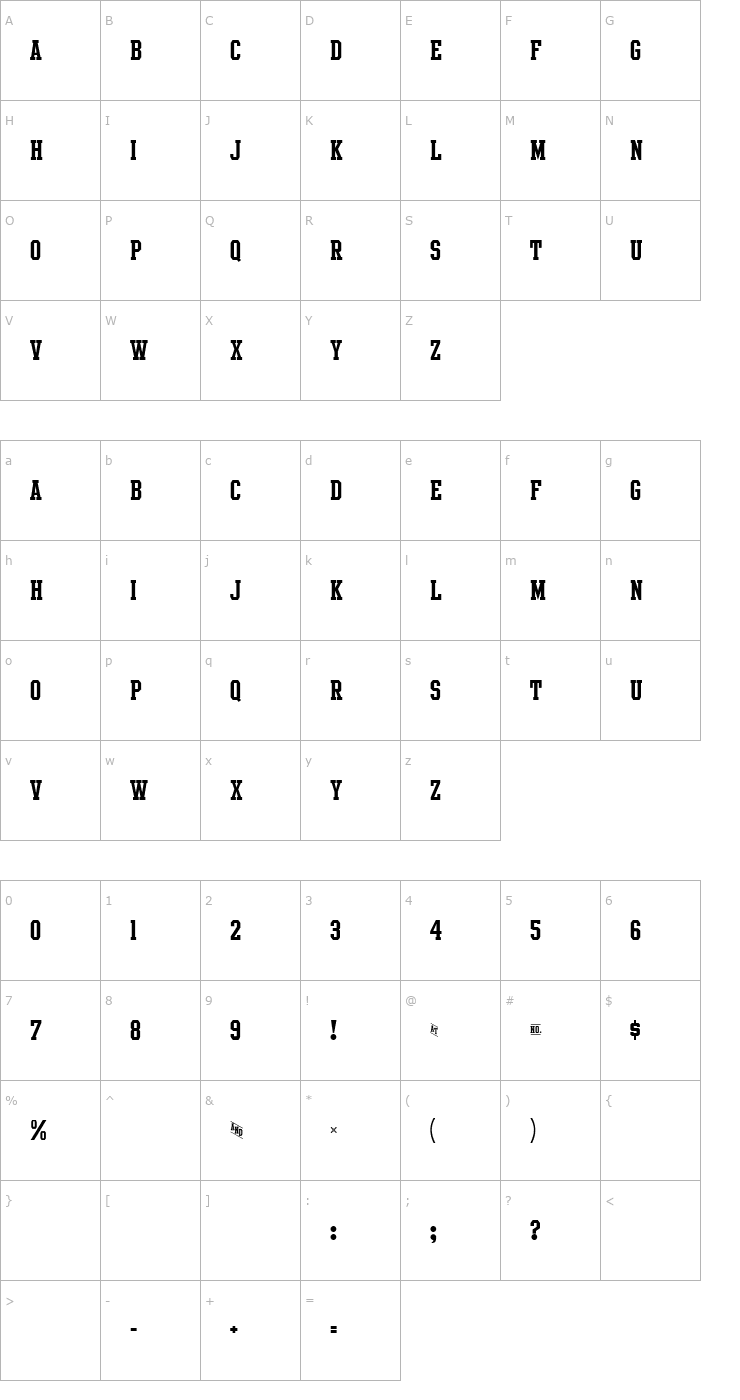 Character Map Intramural JL Font