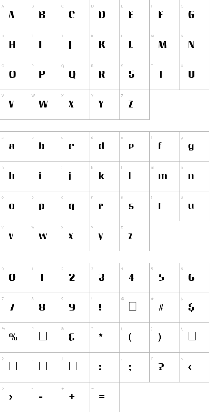 Character Map Invers SF Font