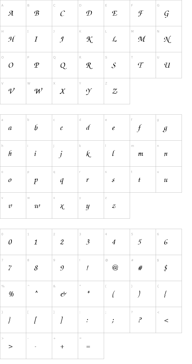 Character Map Invitation Regular Font