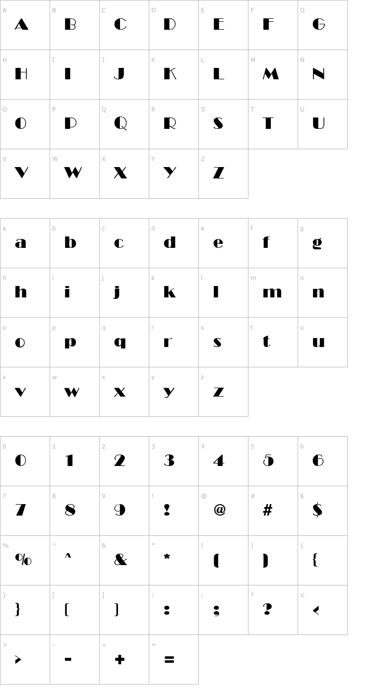 Character Map Invite SF Font