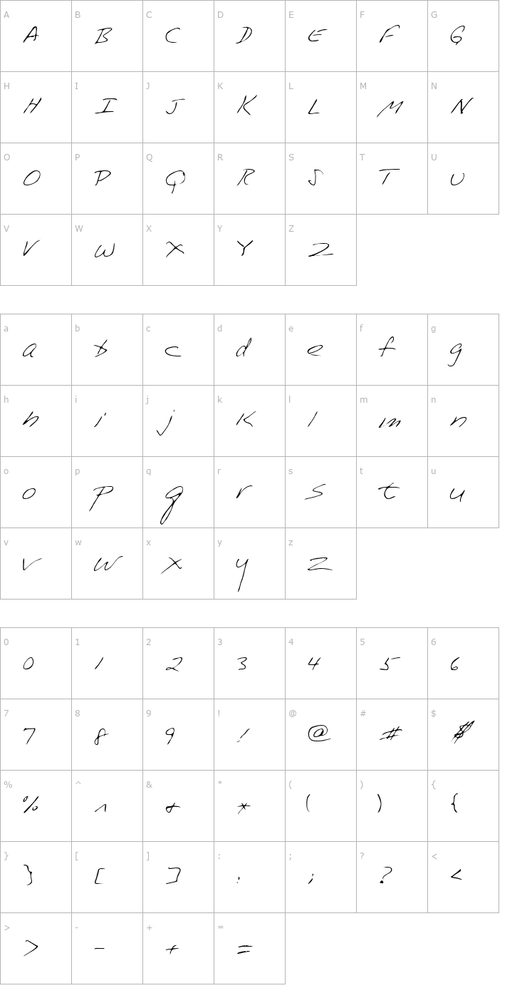 Character Map Ira Regular Font