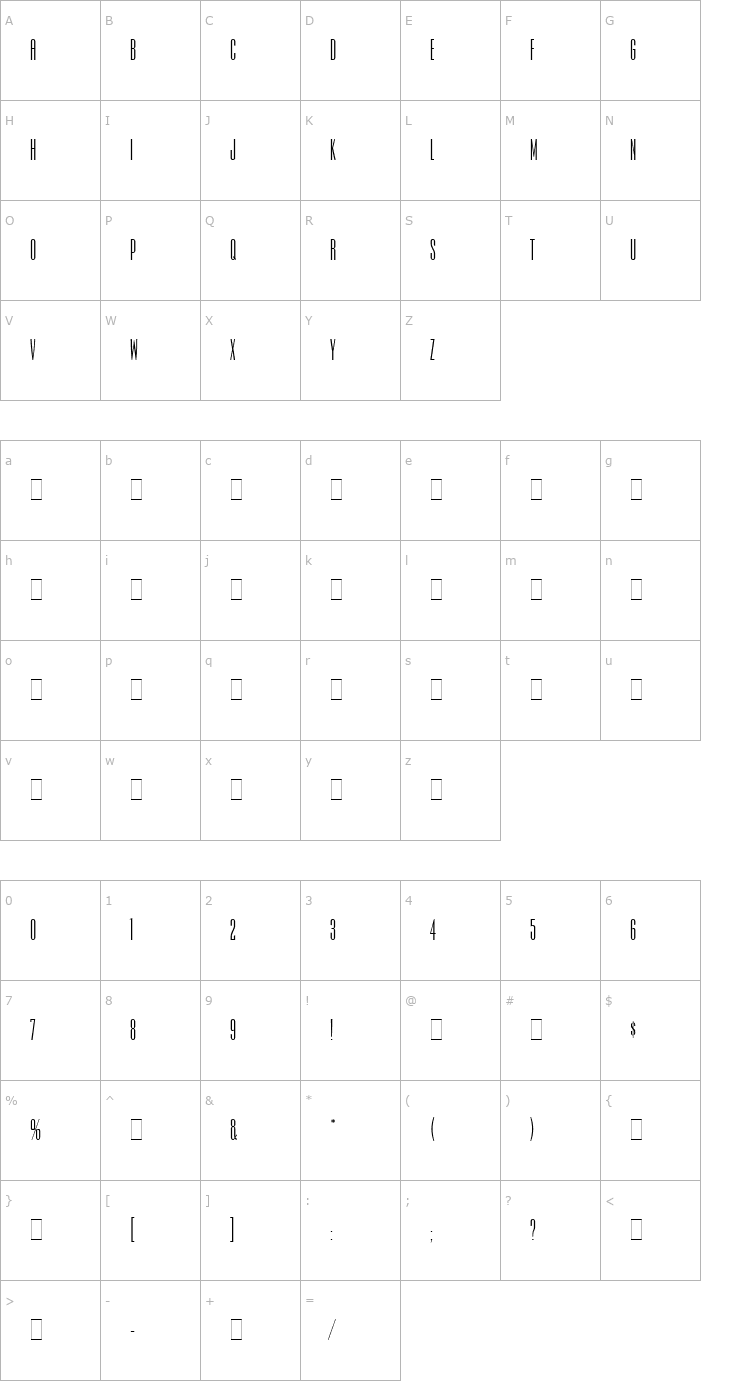 Character Map Iris LET Plain1.0 Font