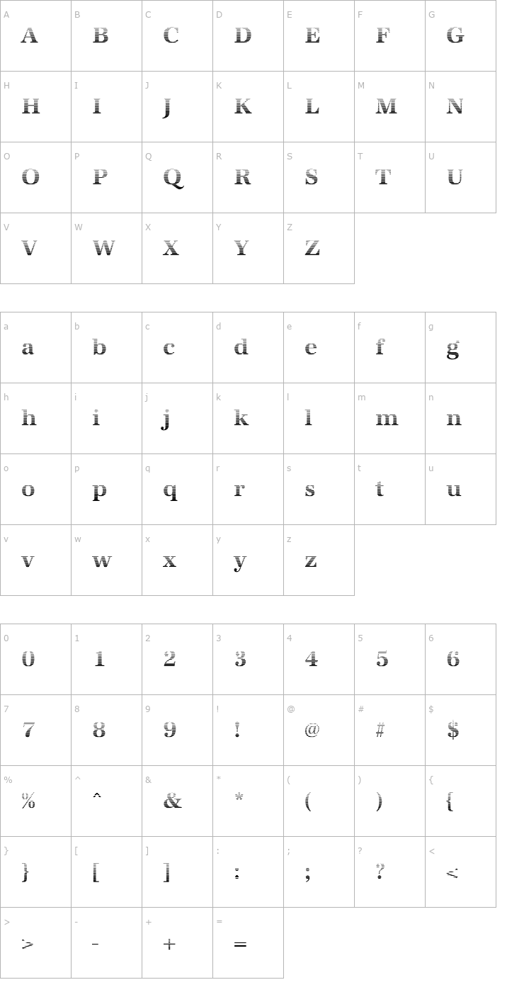 Character Map IrisBeckerGradient-Bold Font