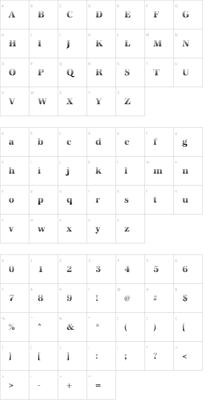 Character Map IrisBeckerGradientC-ExBold Font