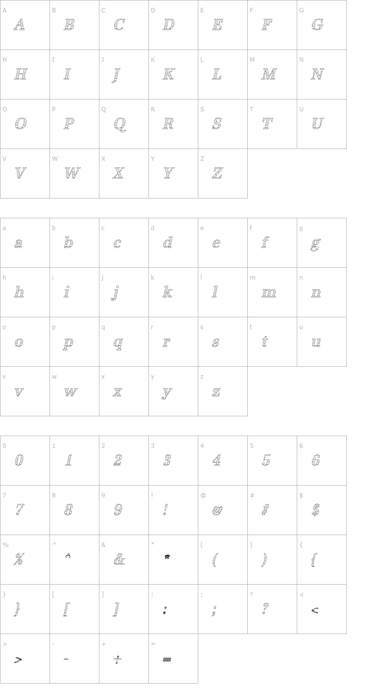 Character Map IrisBeckerGradoN-Medium-Italic Font