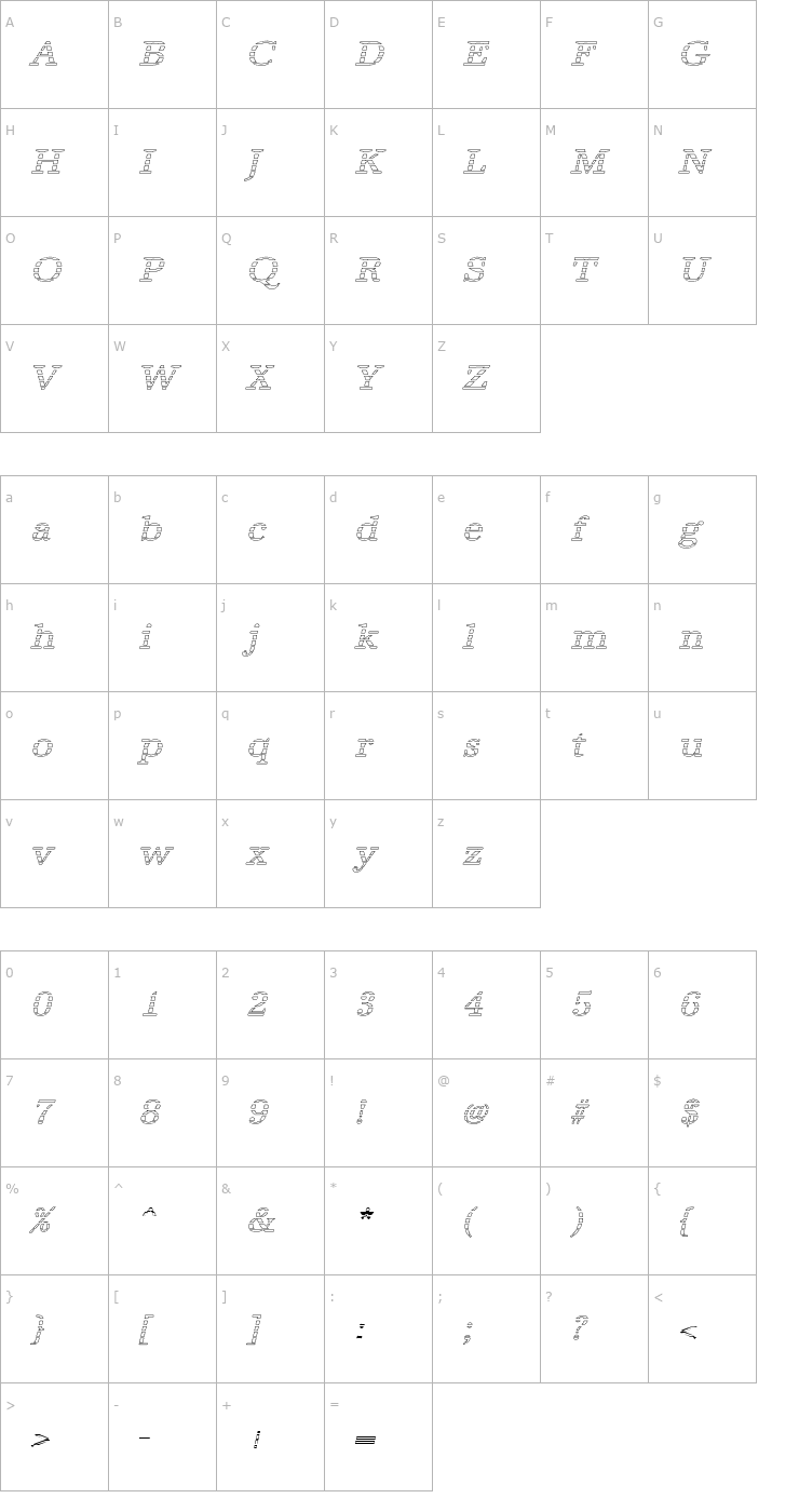 Character Map IrisBeckerGradoW-Italic Font