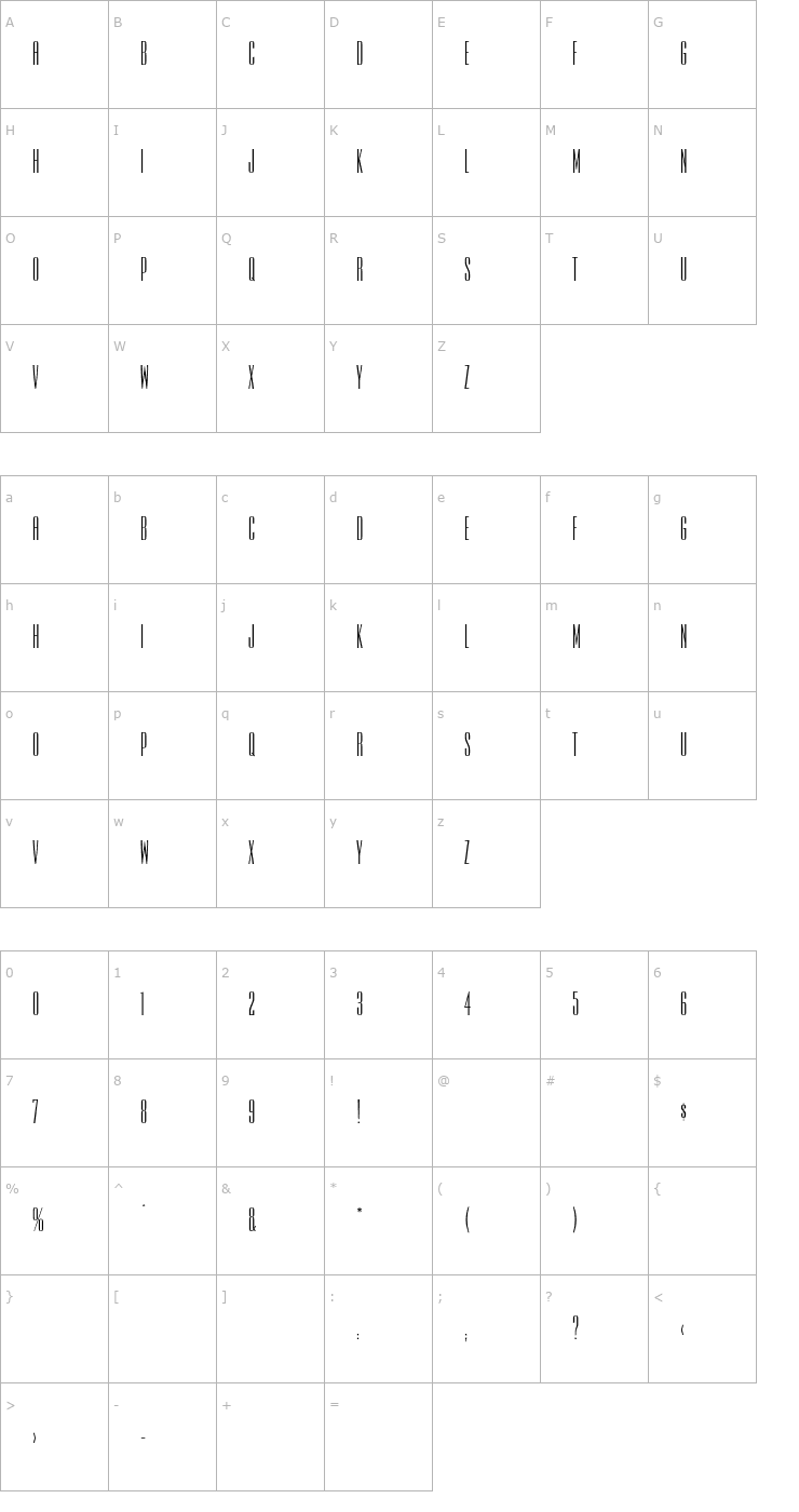 Character Map IrisPlain Font