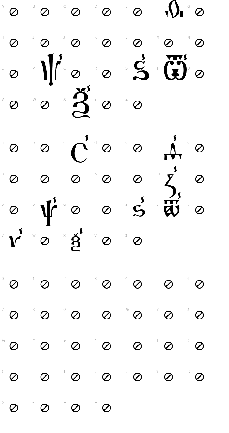 Character Map Irmologion Erok Font