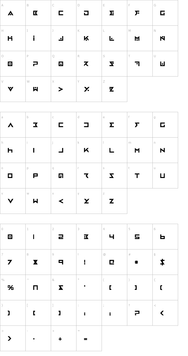 Character Map Iron Cobra Bold Font