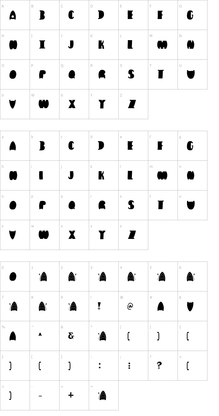 Character Map Irondale Font