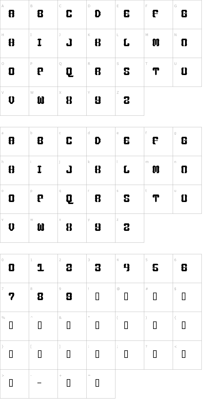 Character Map IronForgePhont Font