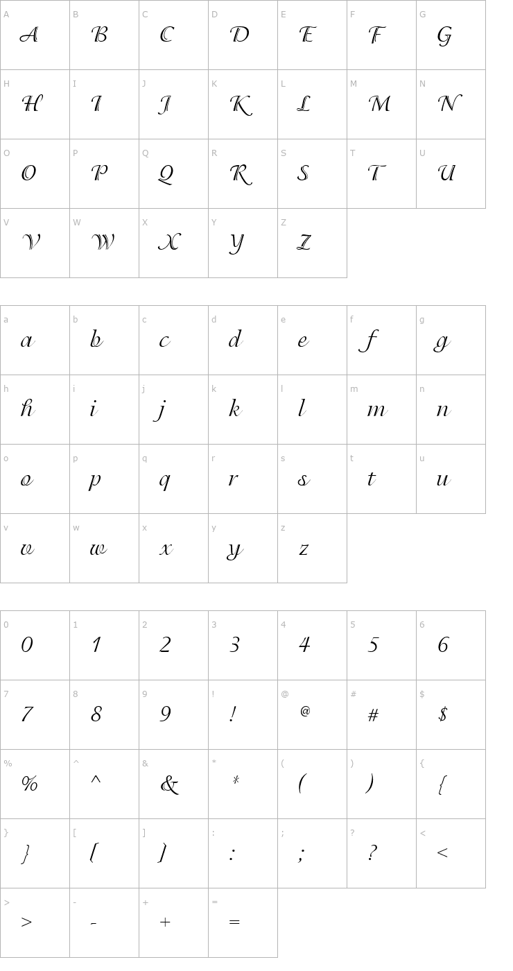 Character Map Isadora ICG Font