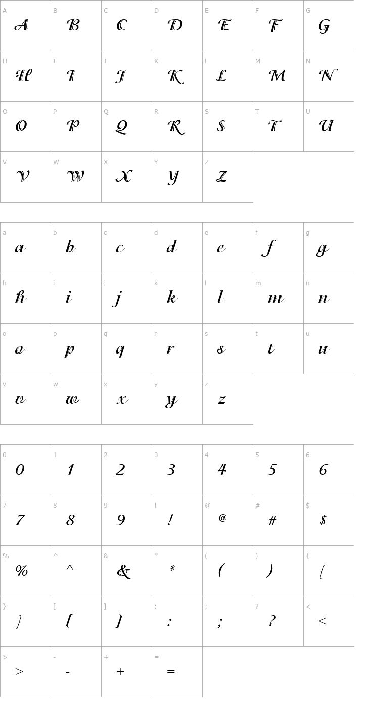 Character Map Isadora ICG Bold Font