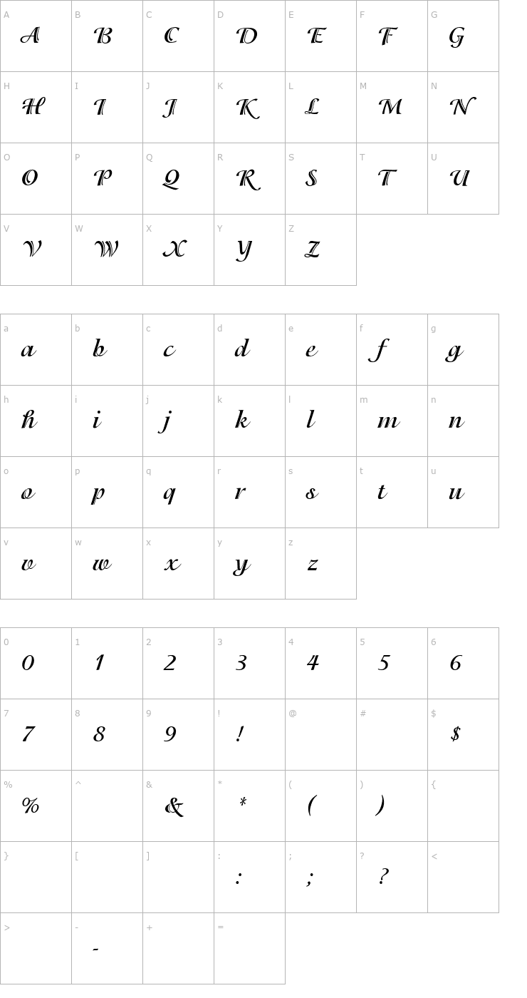 Character Map IsadoraEF-Bold Font