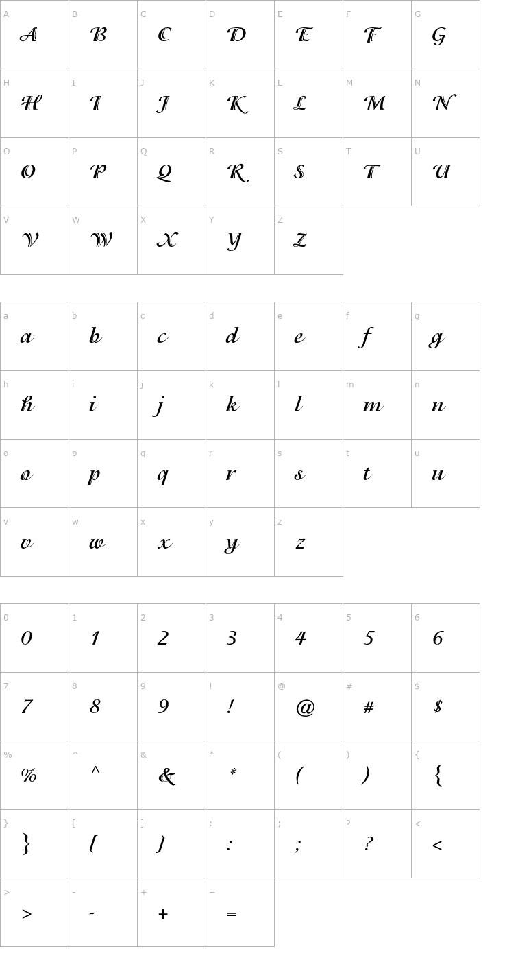 Character Map IsadoraStd-Bold Font