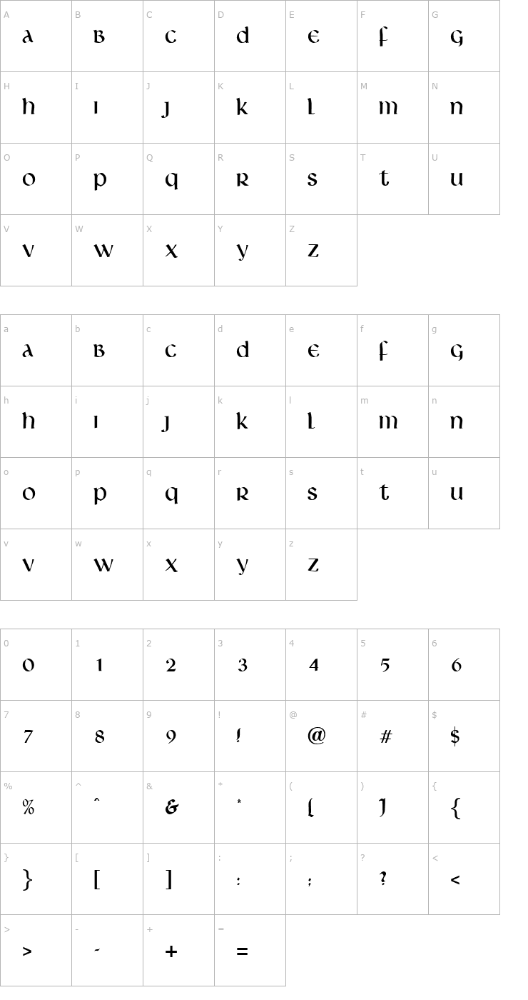 Character Map Islington-Regular Font