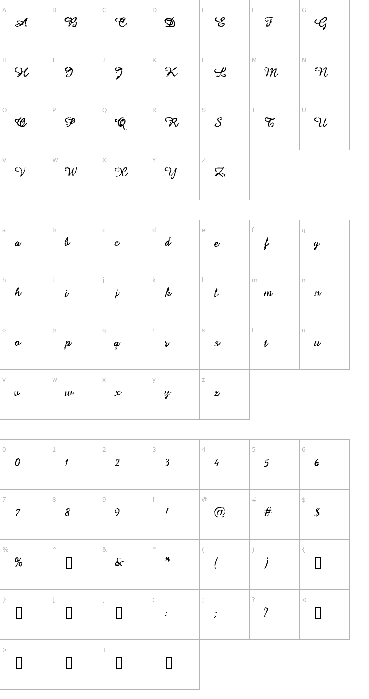 Character Map Issac Font