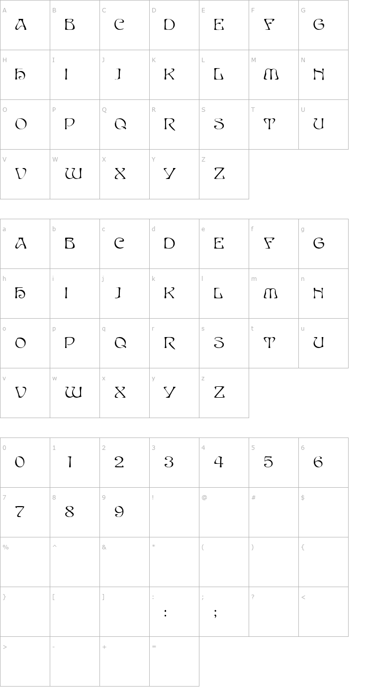 Character Map IstraNouveauDisplay Font