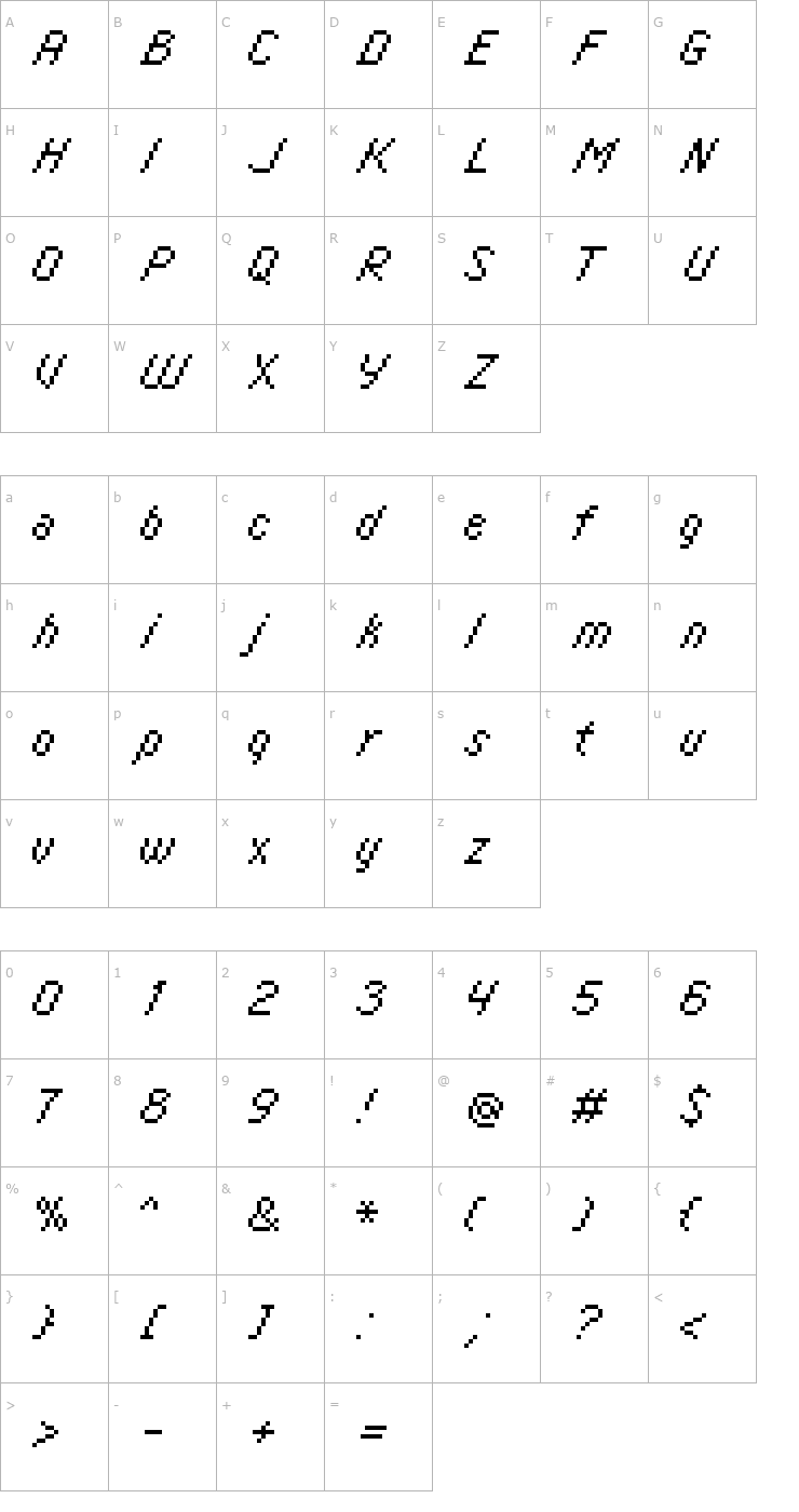 Character Map italic 08_55 Font