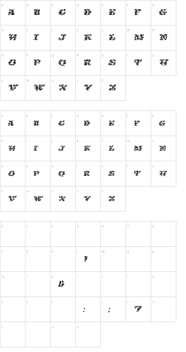 Character Map IvyDisplayCaps Bold Italic Font