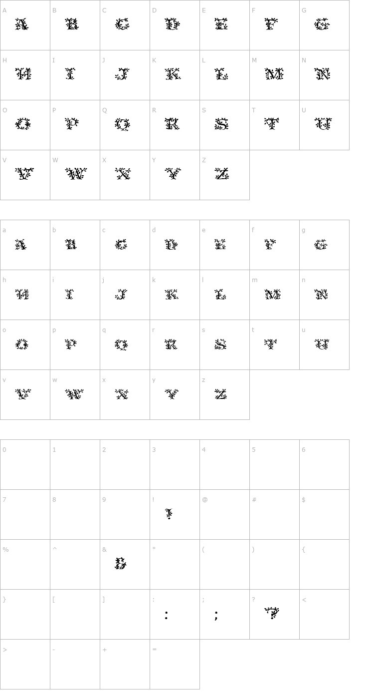 Character Map IvyDisplayCaps Font