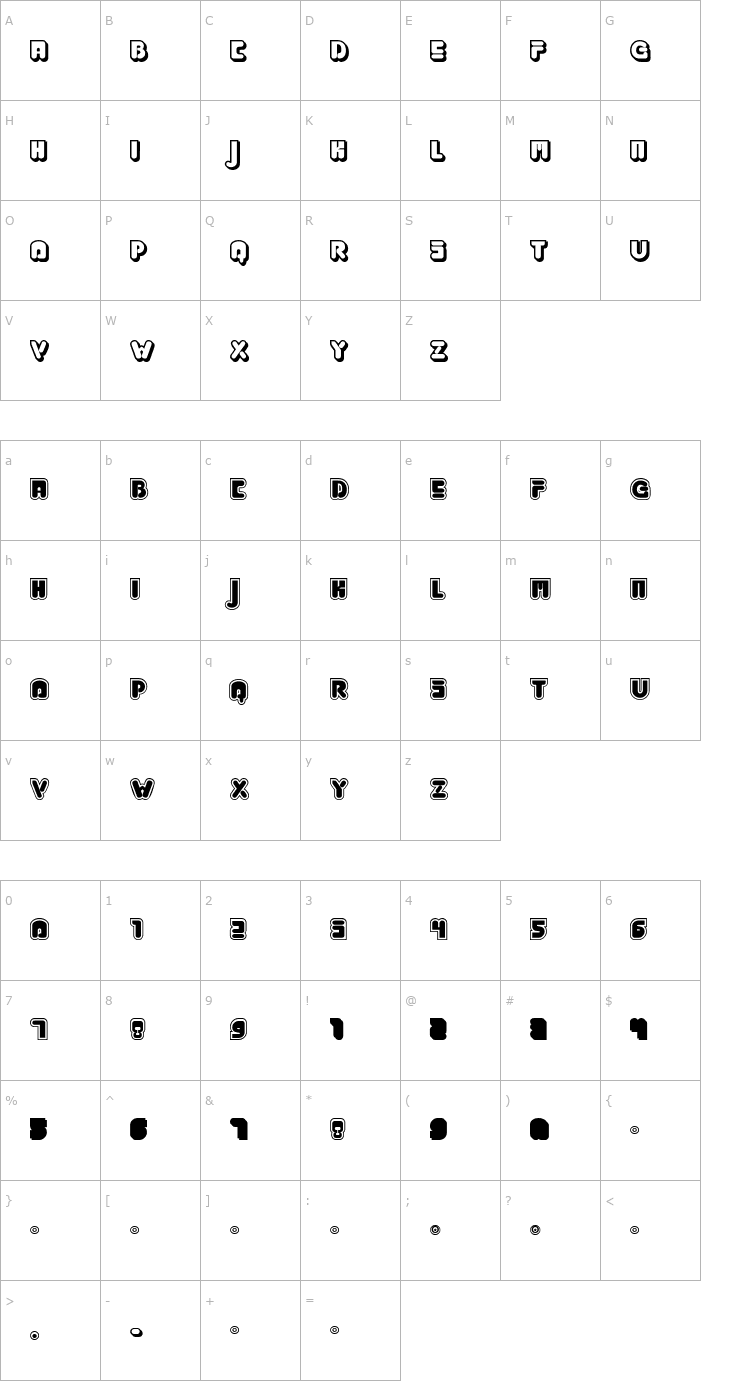 Character Map Jabbie Junior Font