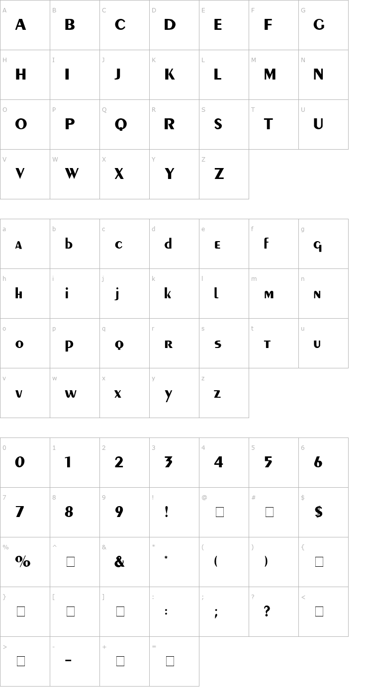 Character Map Jabot Display SSi Font