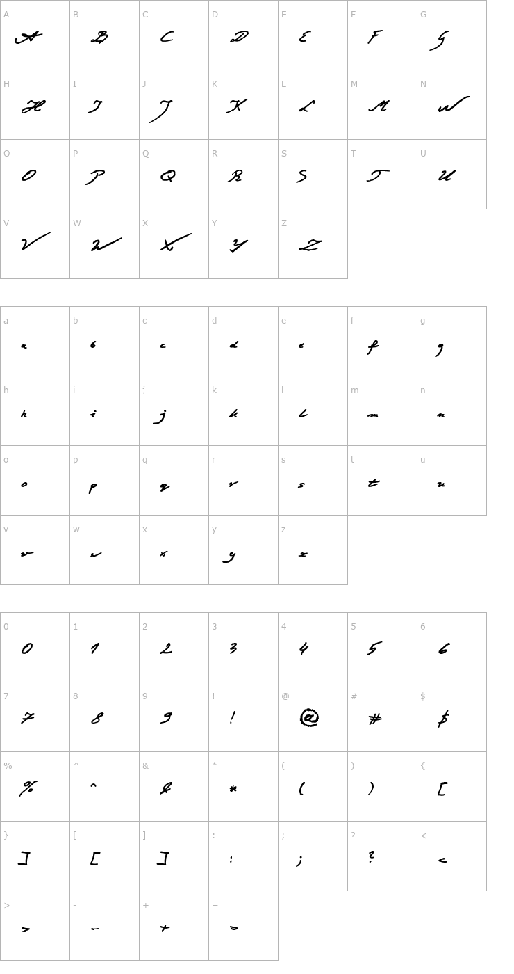 Character Map Jacek Zieba-Jasinski Bold Font