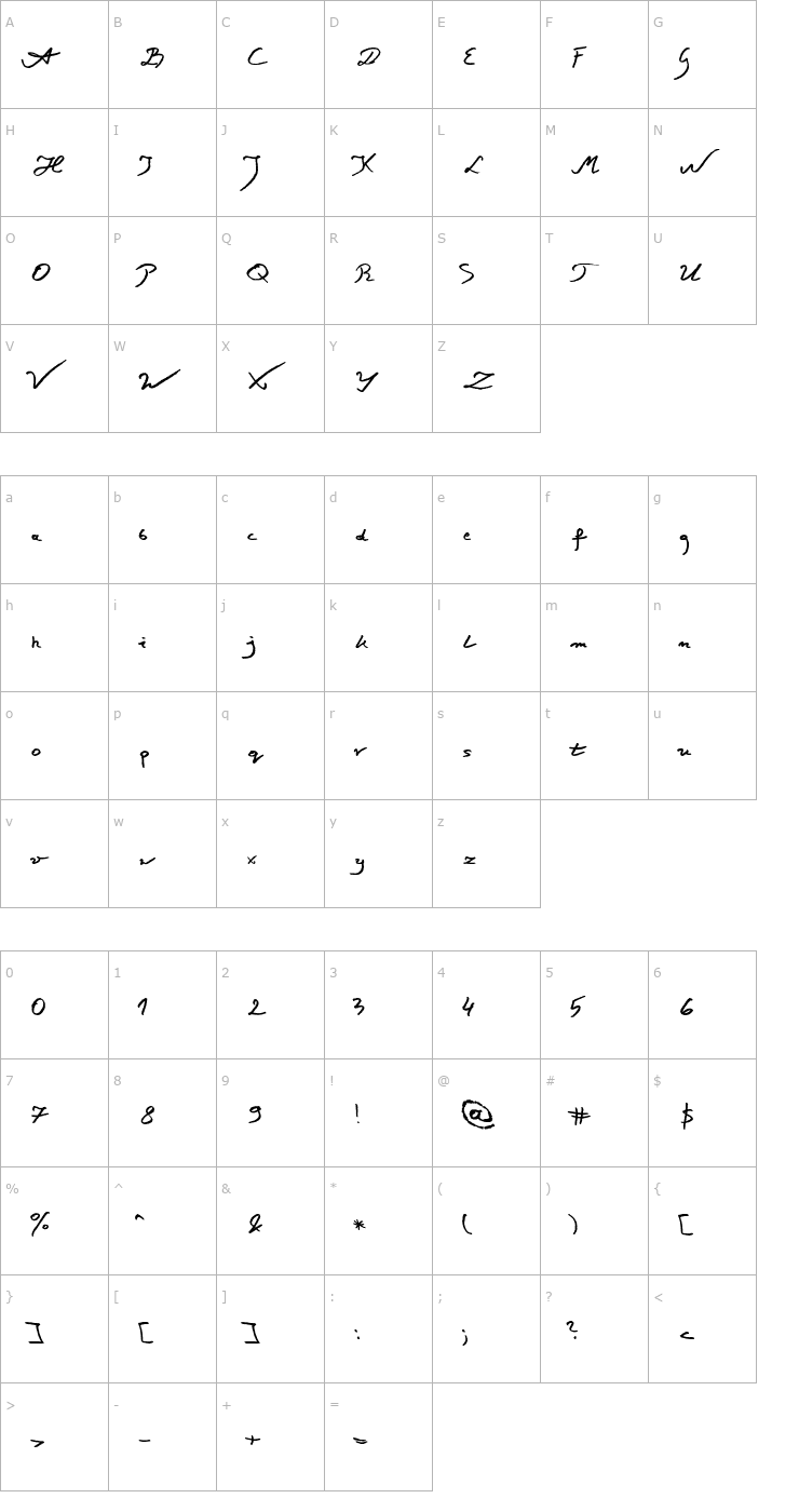 Character Map Jacek Zieba-Jasinski Italic Font