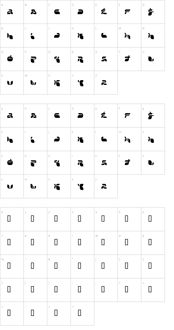 Character Map Jack Frost Font