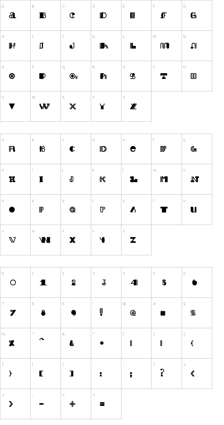 Character Map Jack Usine Font
