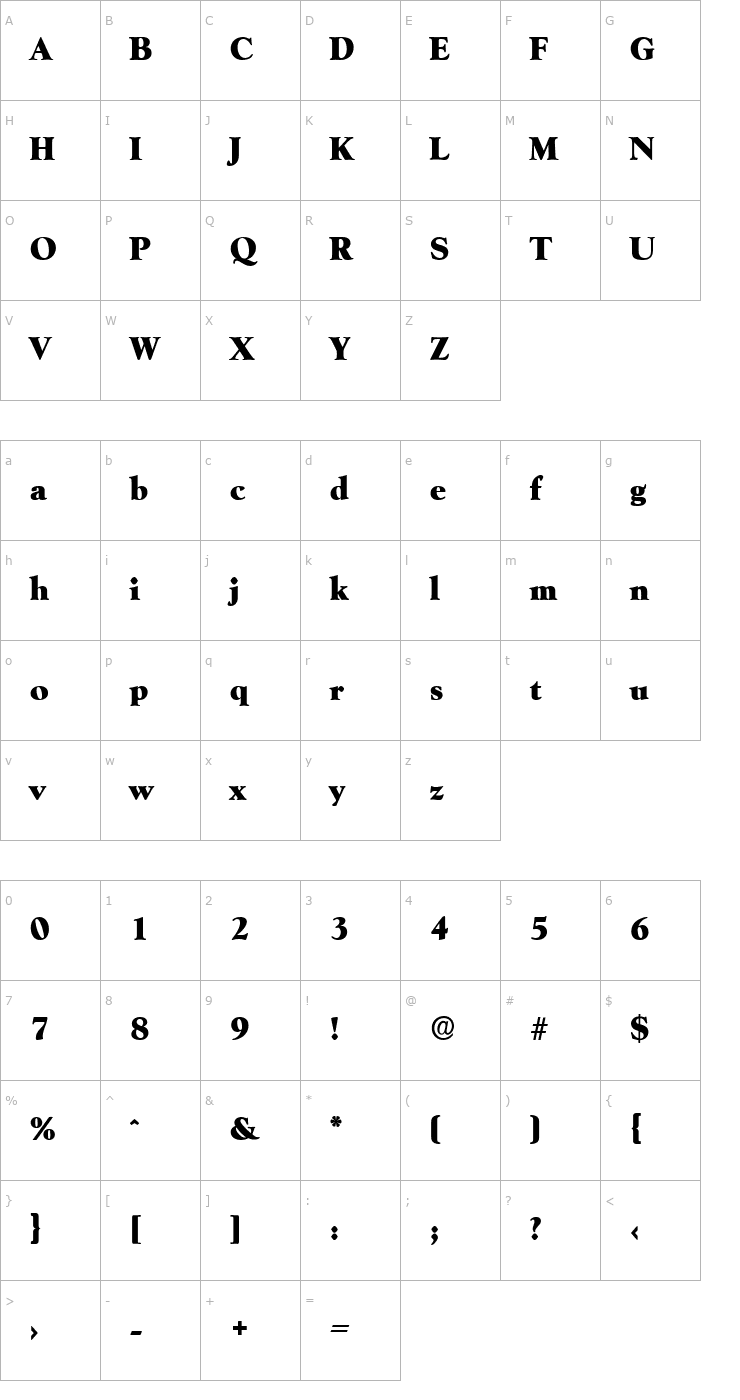 Character Map JackBecker-Heavy Font