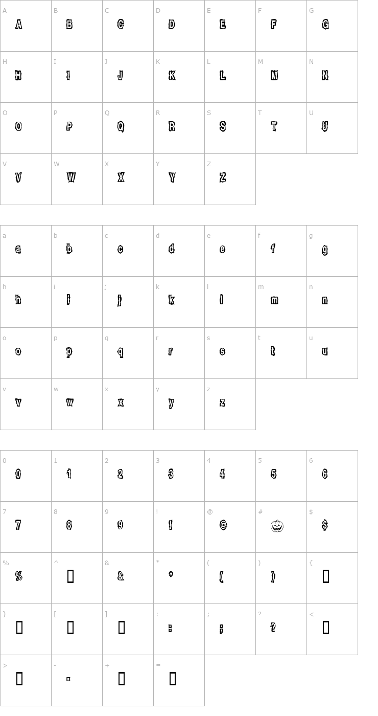 Character Map JackOLantern Font