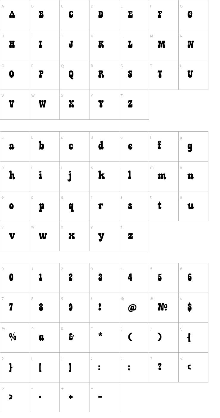 Character Map Jackpot Font