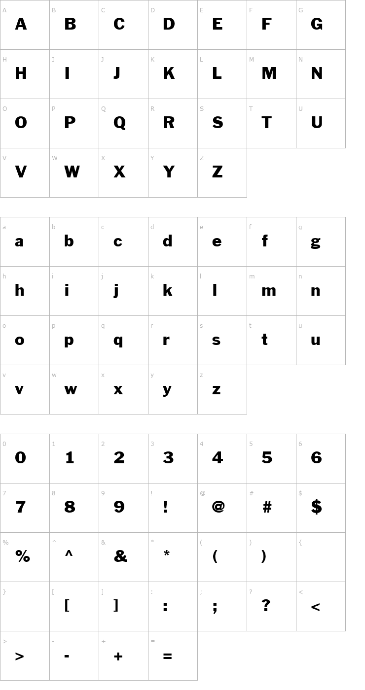 Character Map JackRoman Font