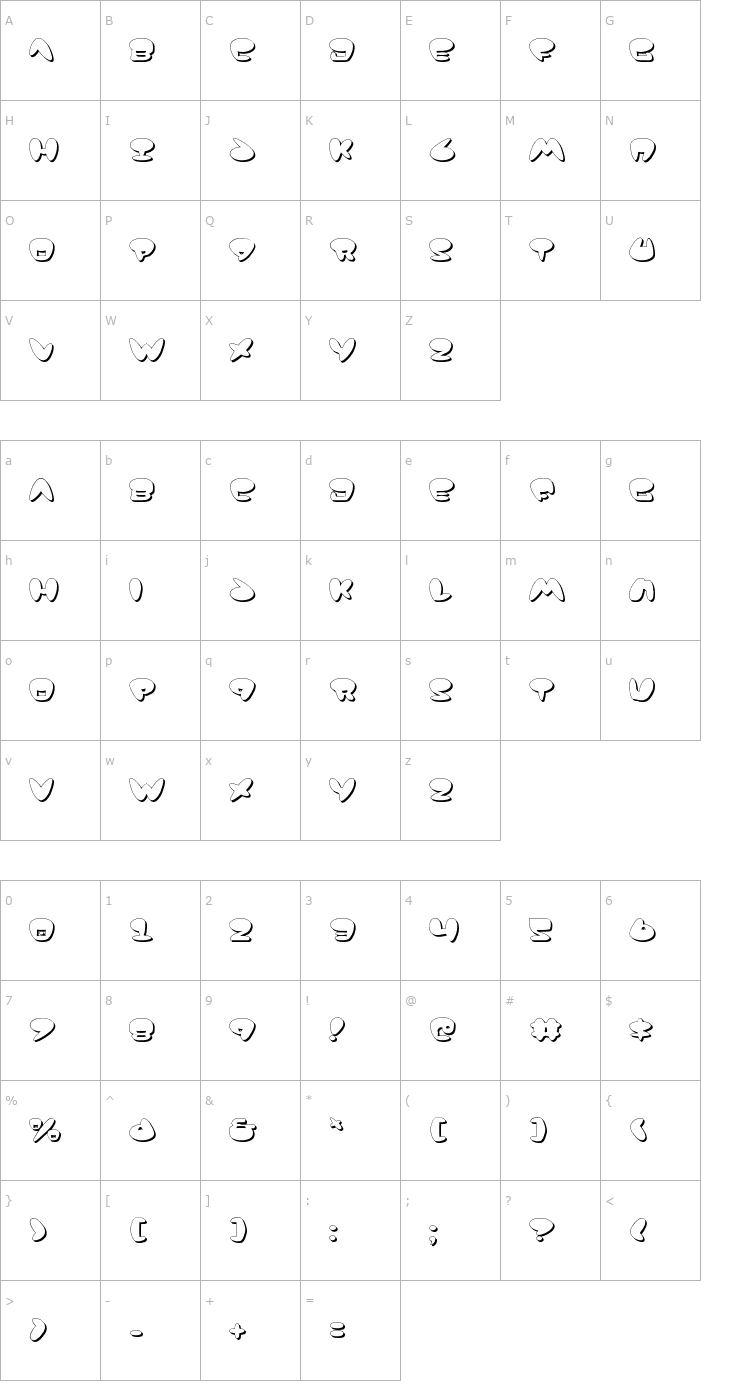 Character Map Jackson Shadow Font