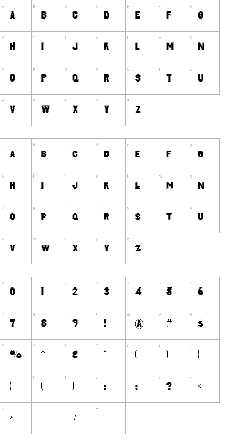 Character Map Jacobi Font