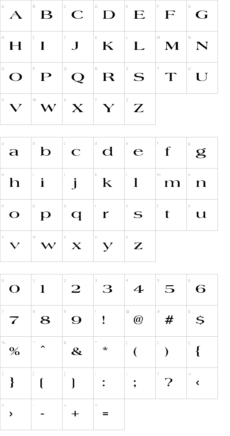 Character Map JadeExtended Font