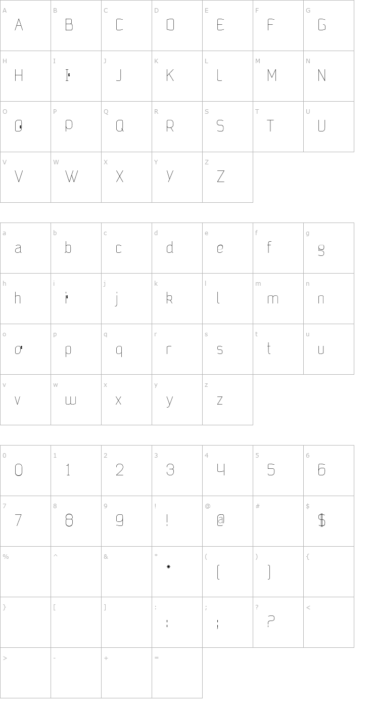 Character Map Jalane Light Font