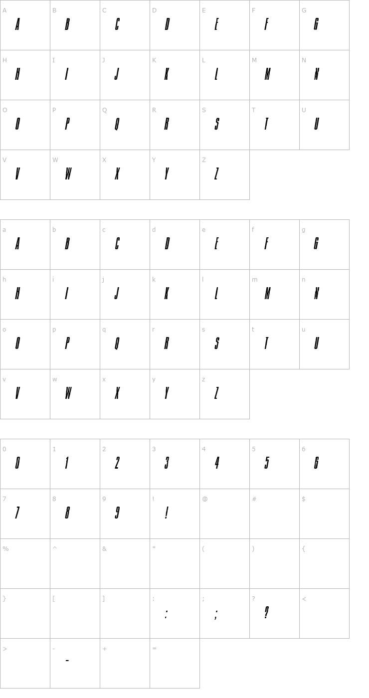 Character Map Jam Pact Font