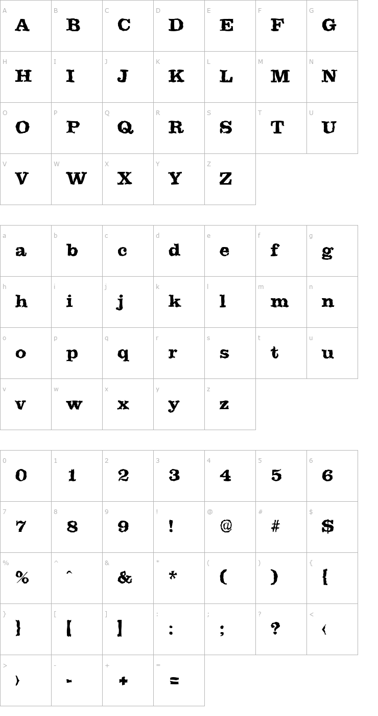 Character Map JamesBeckerRandom-ExtraBold-Regular Font