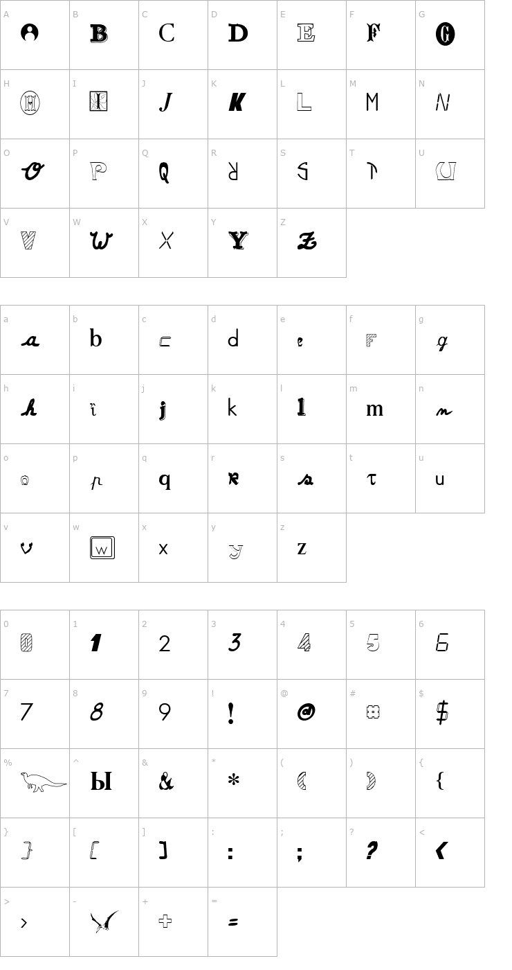 Character Map Jamie 1 Font