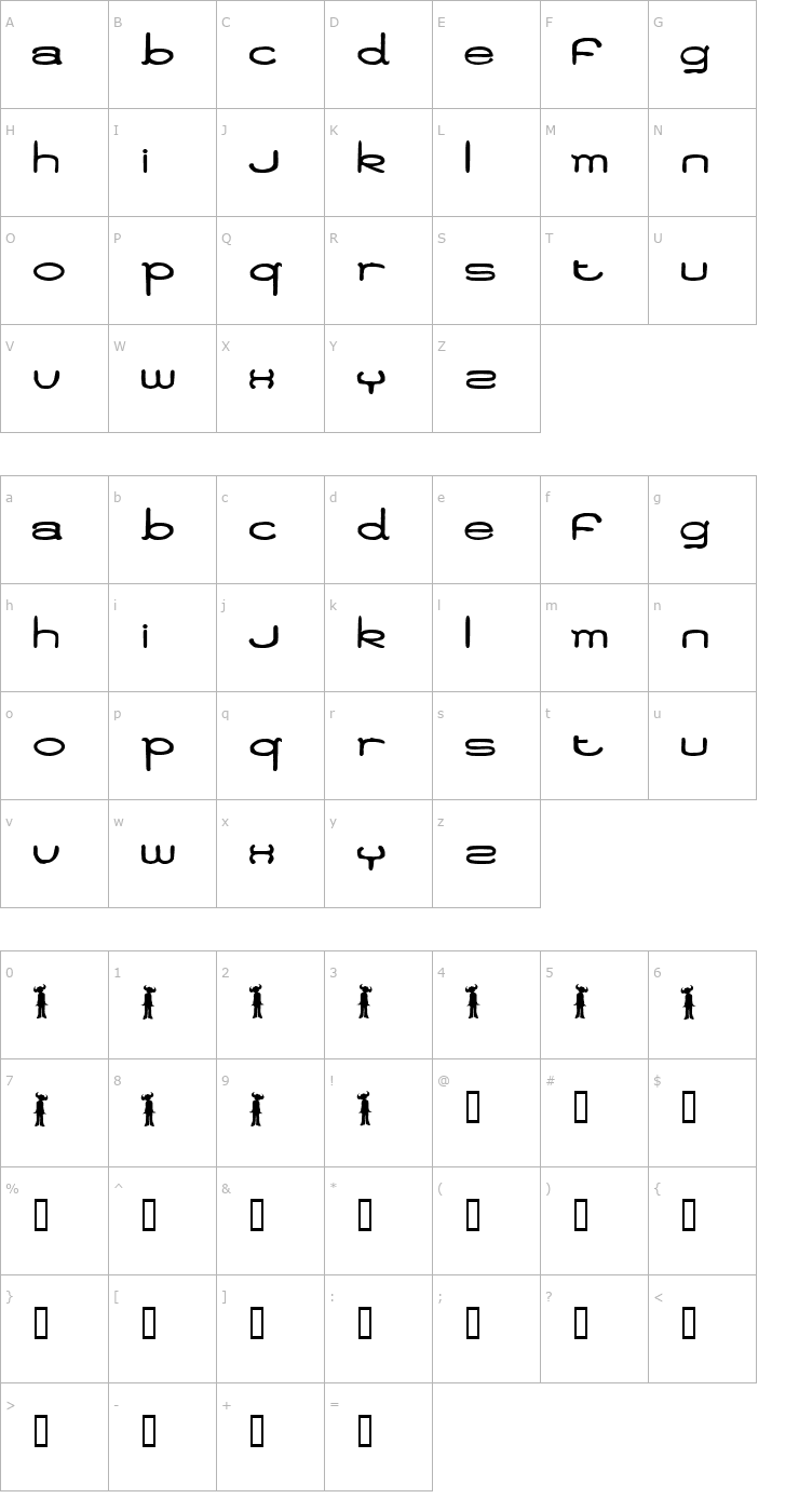 Character Map Jamiro Font