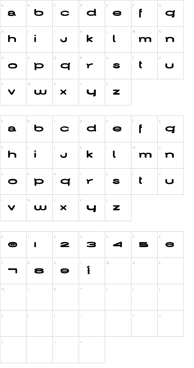 Character Map Jamiroquai Font